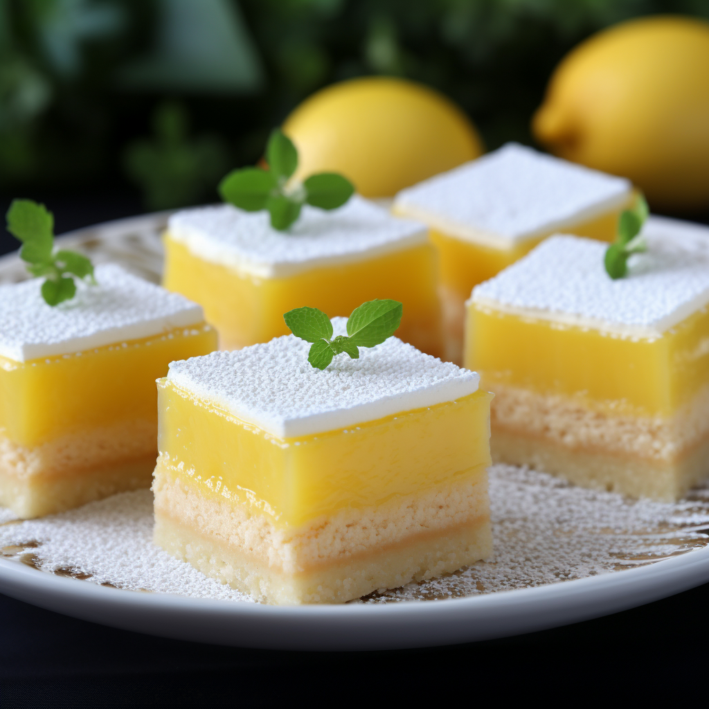 Lemon Squares with Cream Topping