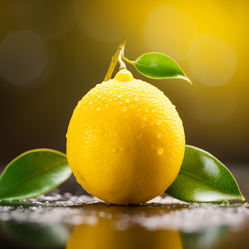 Vibrant lemon on blurry background