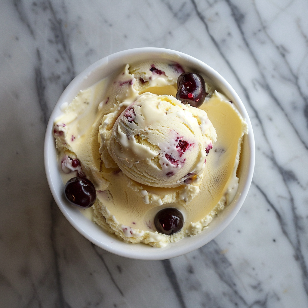 Sweet Lemon Cherry Gelato Dessert