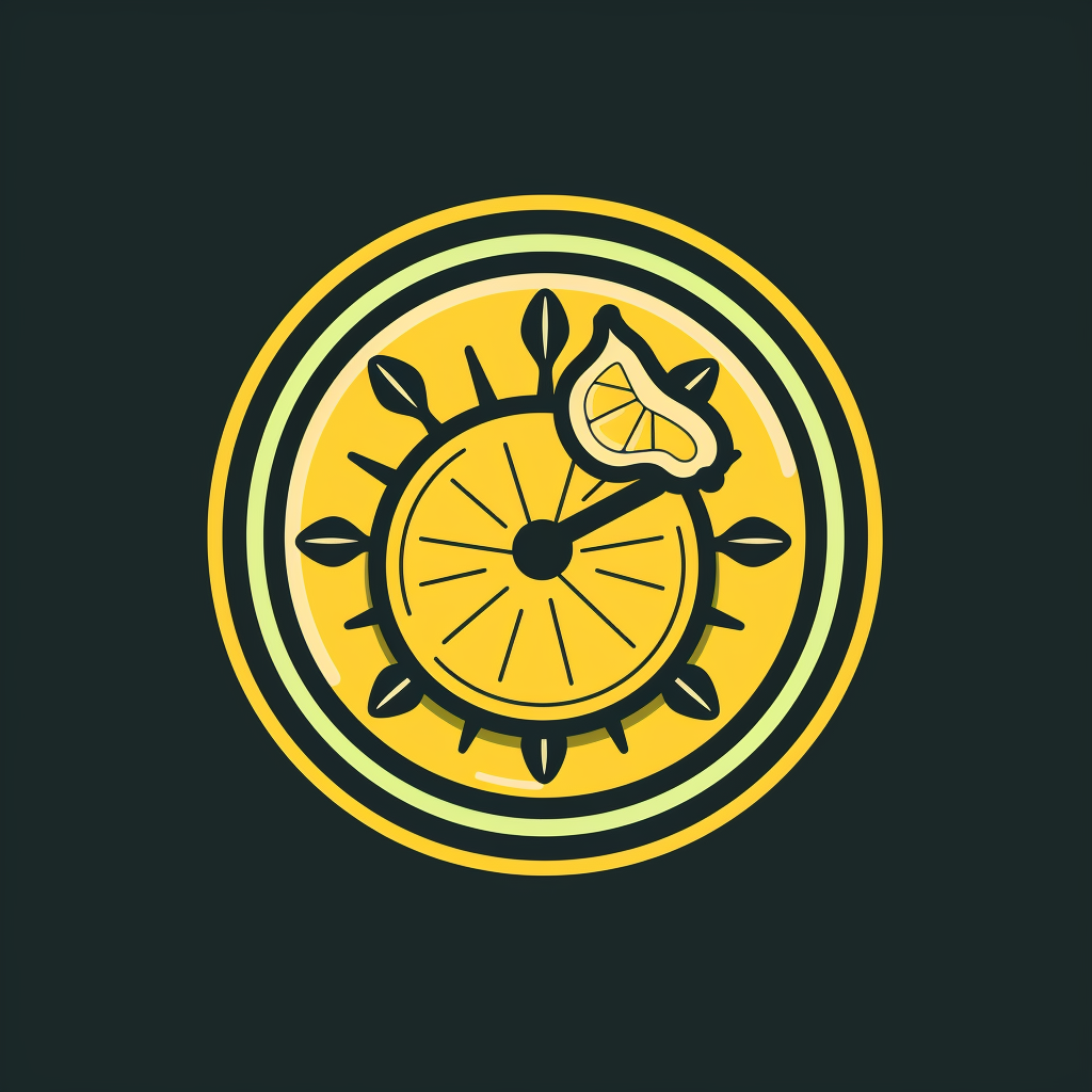 Retro clock logo with lemon slice