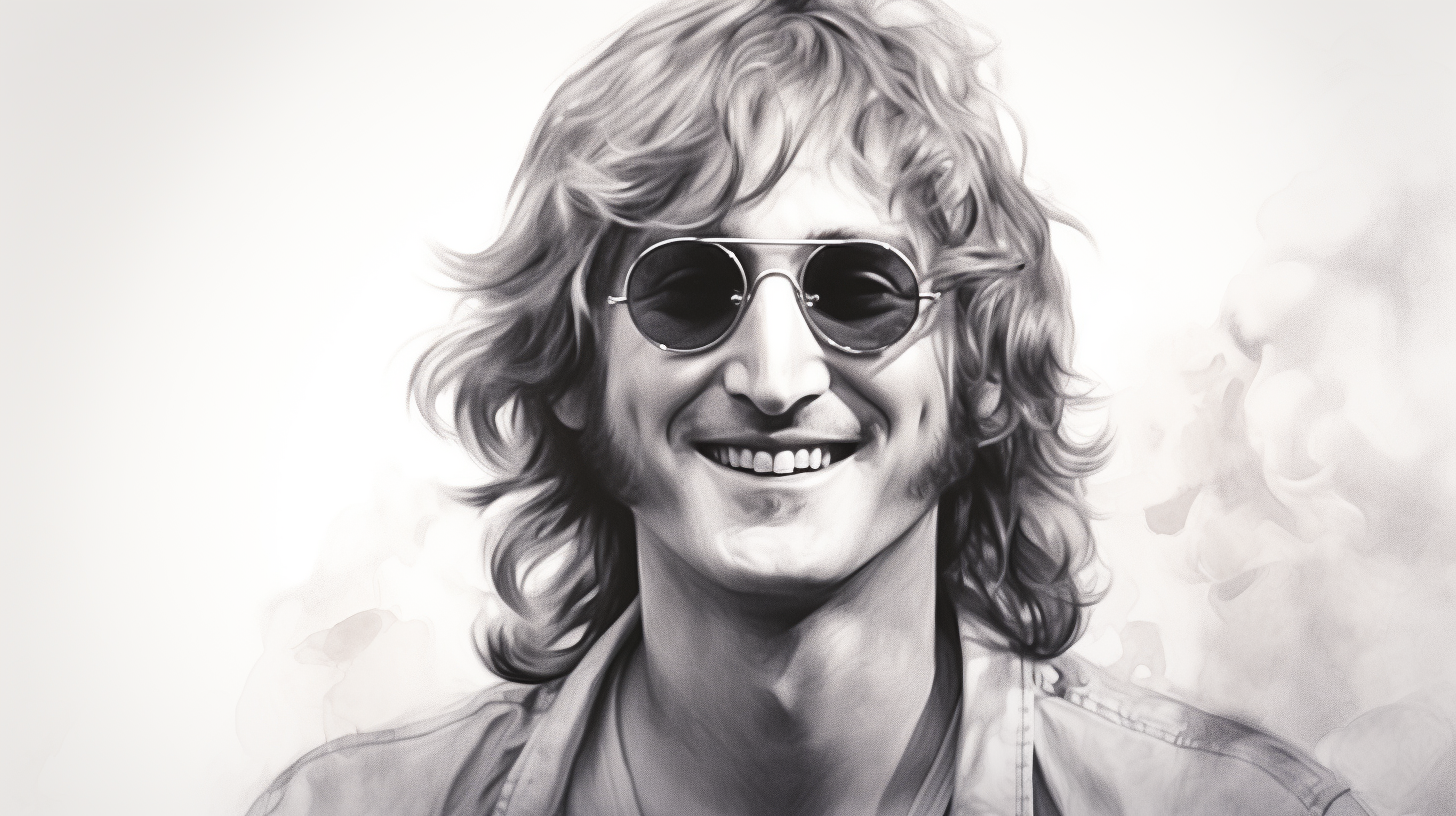 John Lennon in star glass smiling