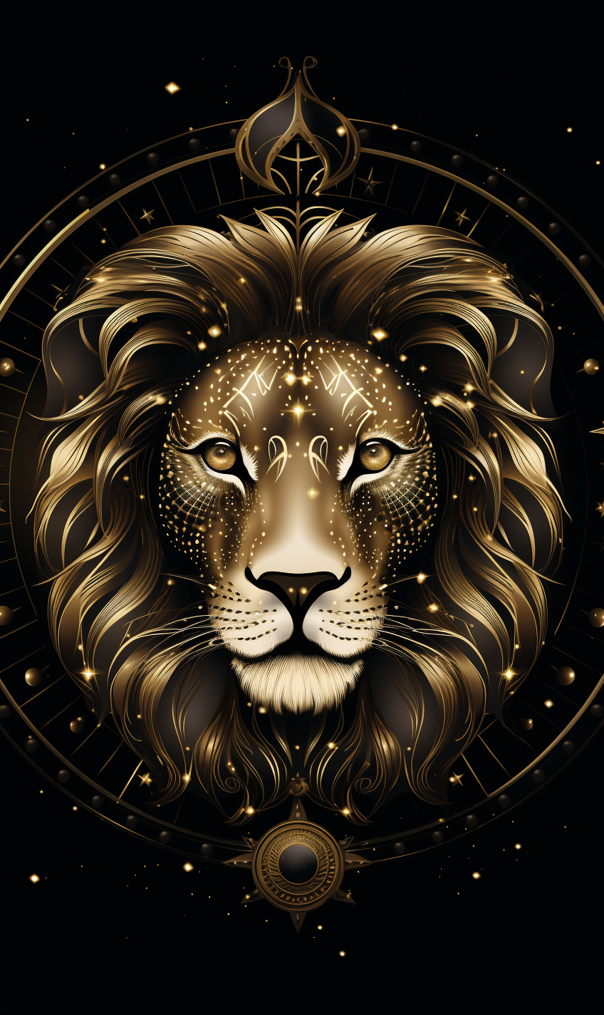 Leo astrology symbol on black background