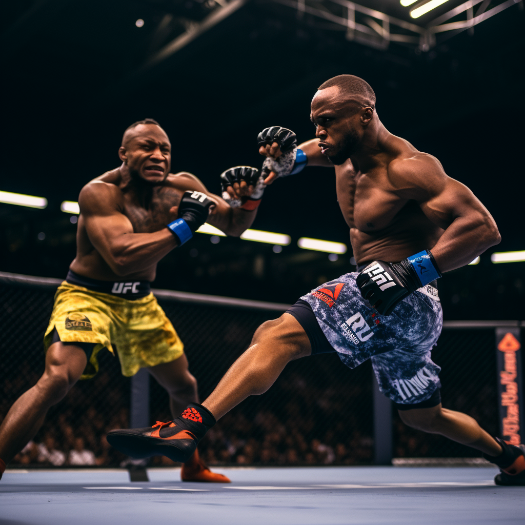 Leon Edwards kicking Kamaru Usman