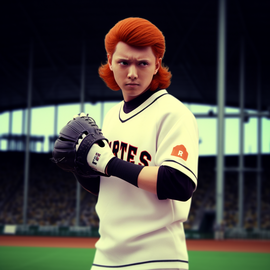 Leon Kuwata in 70's baseball uniform