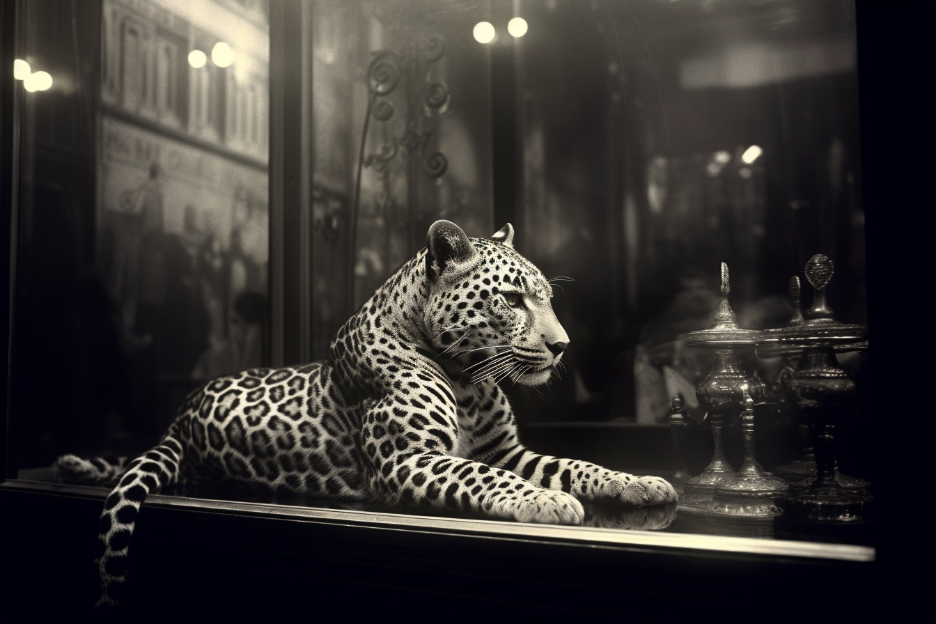 Leopard in jewelry store window