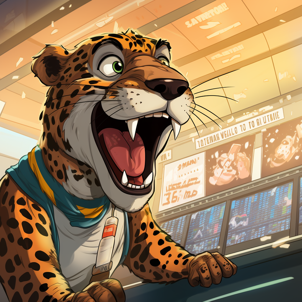 Leopard participating in Olympic run cartoon