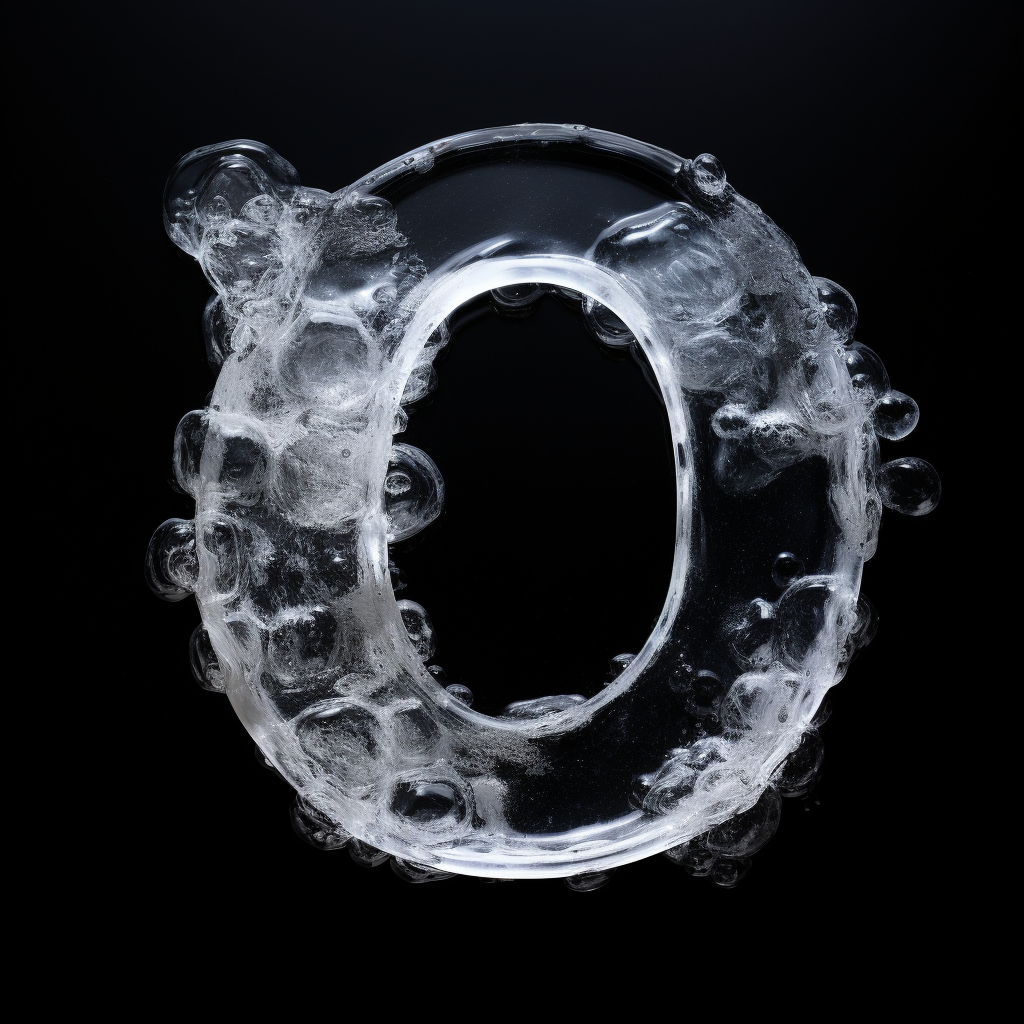 Black-and-white letter O in ice