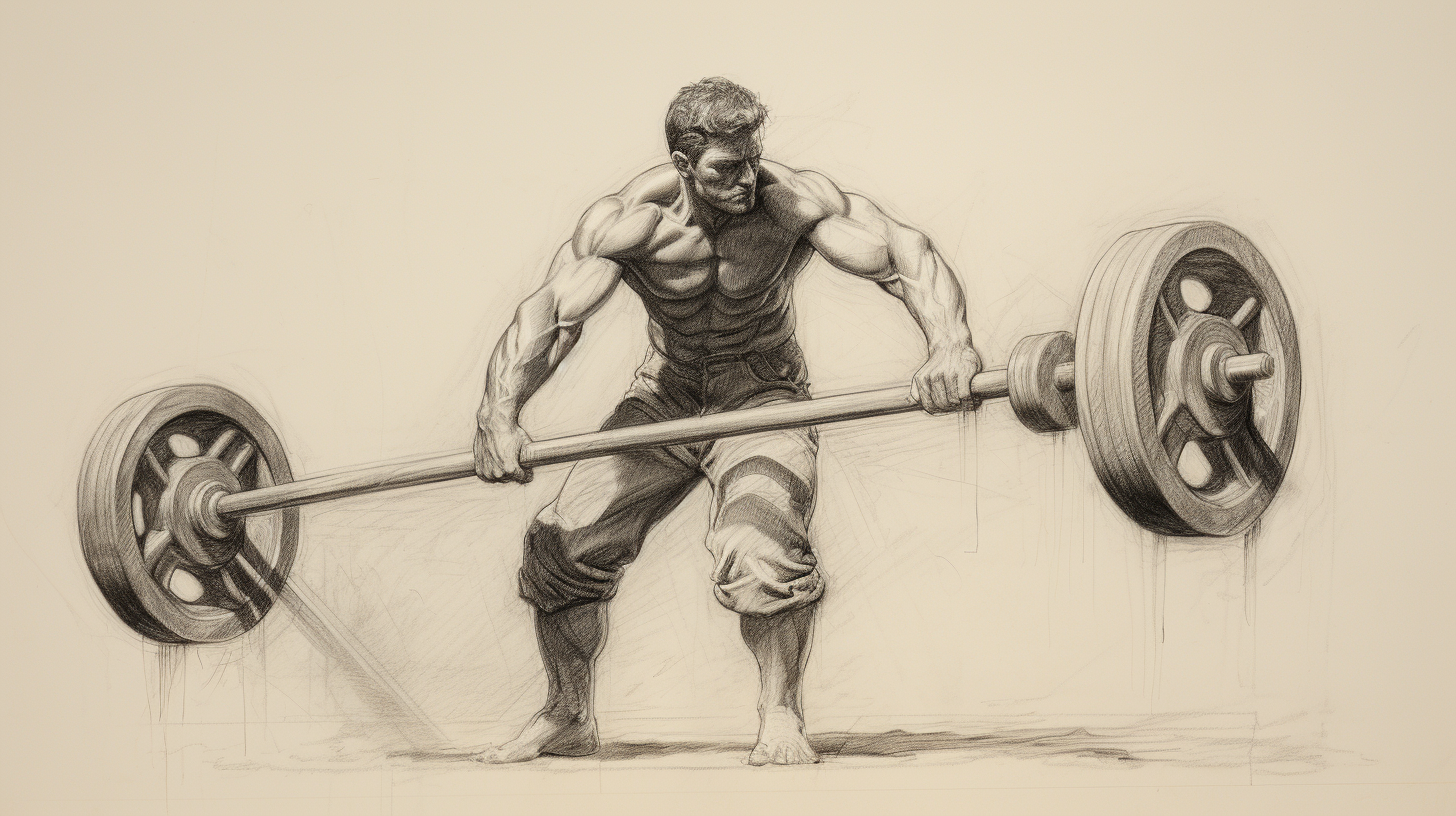 Pencil drawing of a lever in action lifting a heavy weight