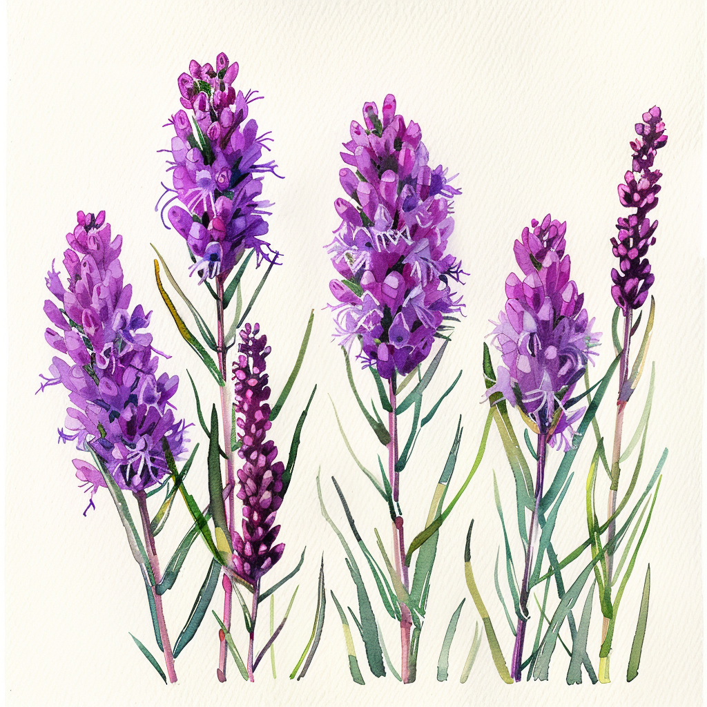 Liatris Spicata Watercolour Illustration Art