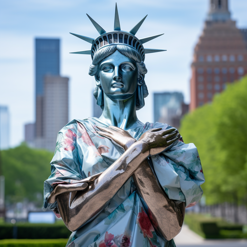 Statue of Liberty Wrapped in Gift Paper