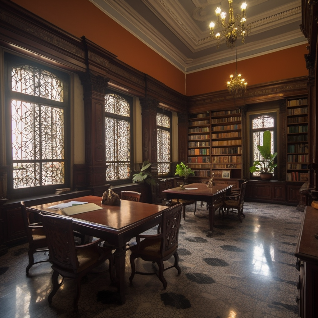 Cozy library interior with books