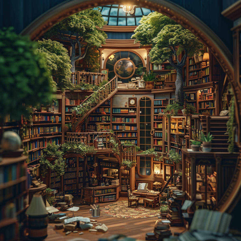 Tiny world library scene