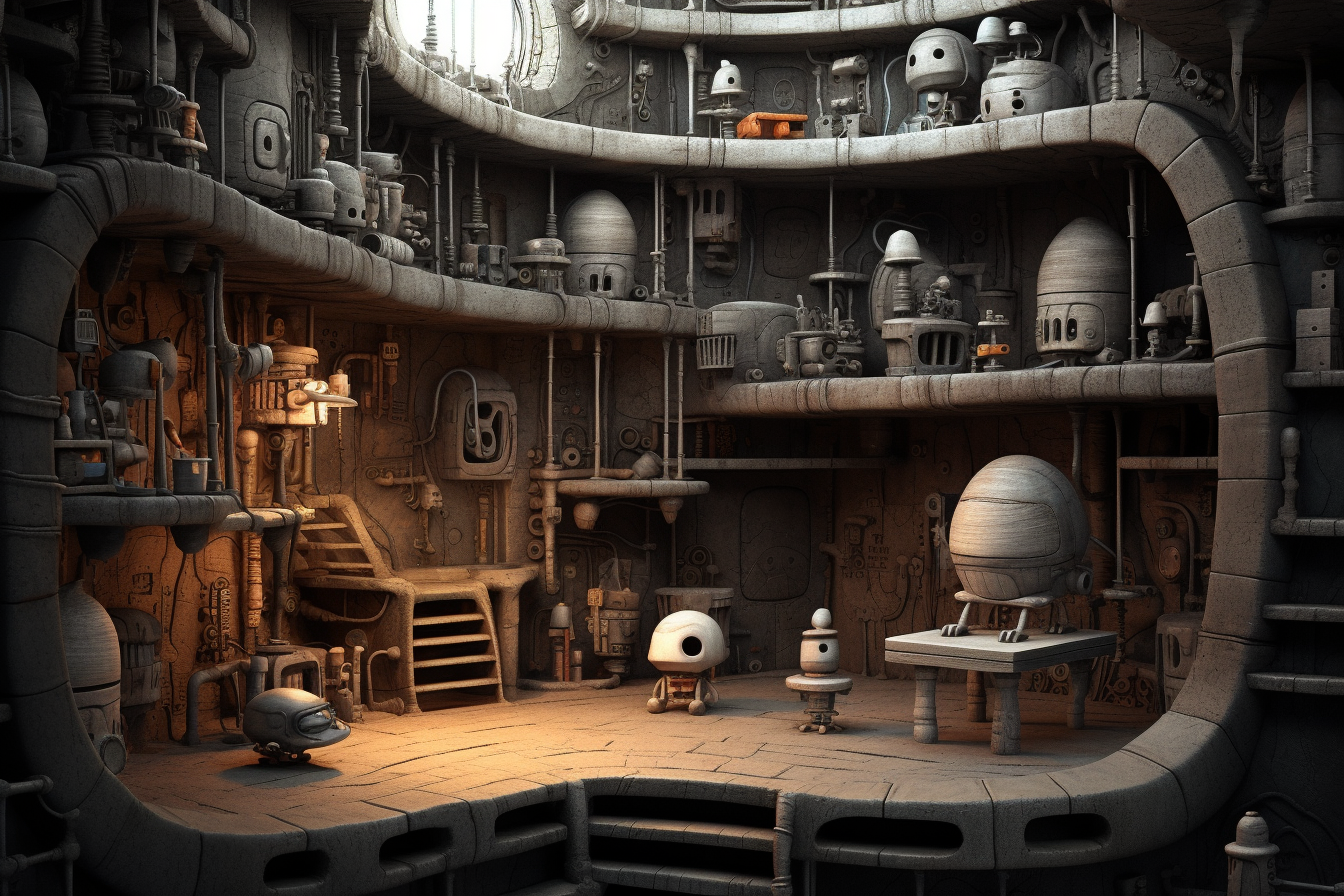 Library Clay Art Render in Machinarium Style