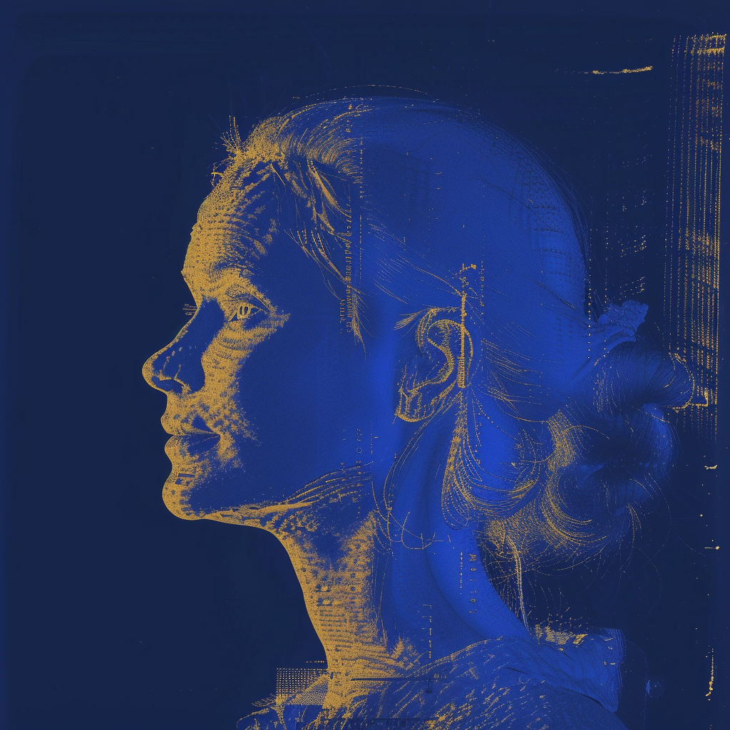 Lidar scan lady blue background