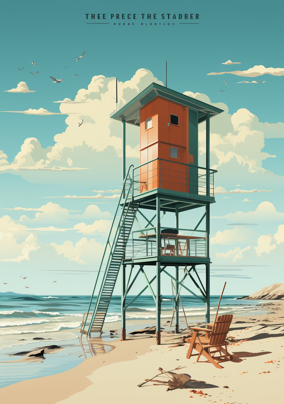 Lifeguard Tower Minimalistic Vector Poster