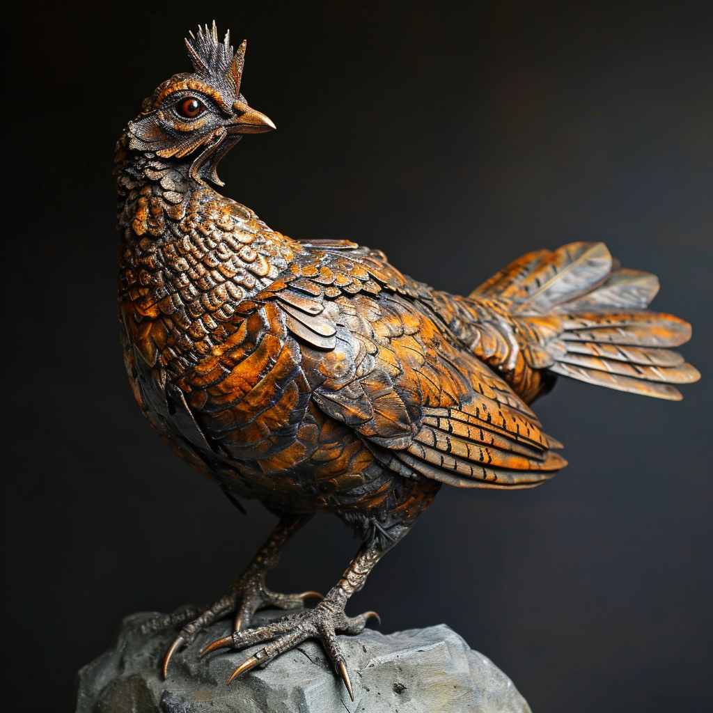 Stunning Ruffed Grouse Steel Sculpture