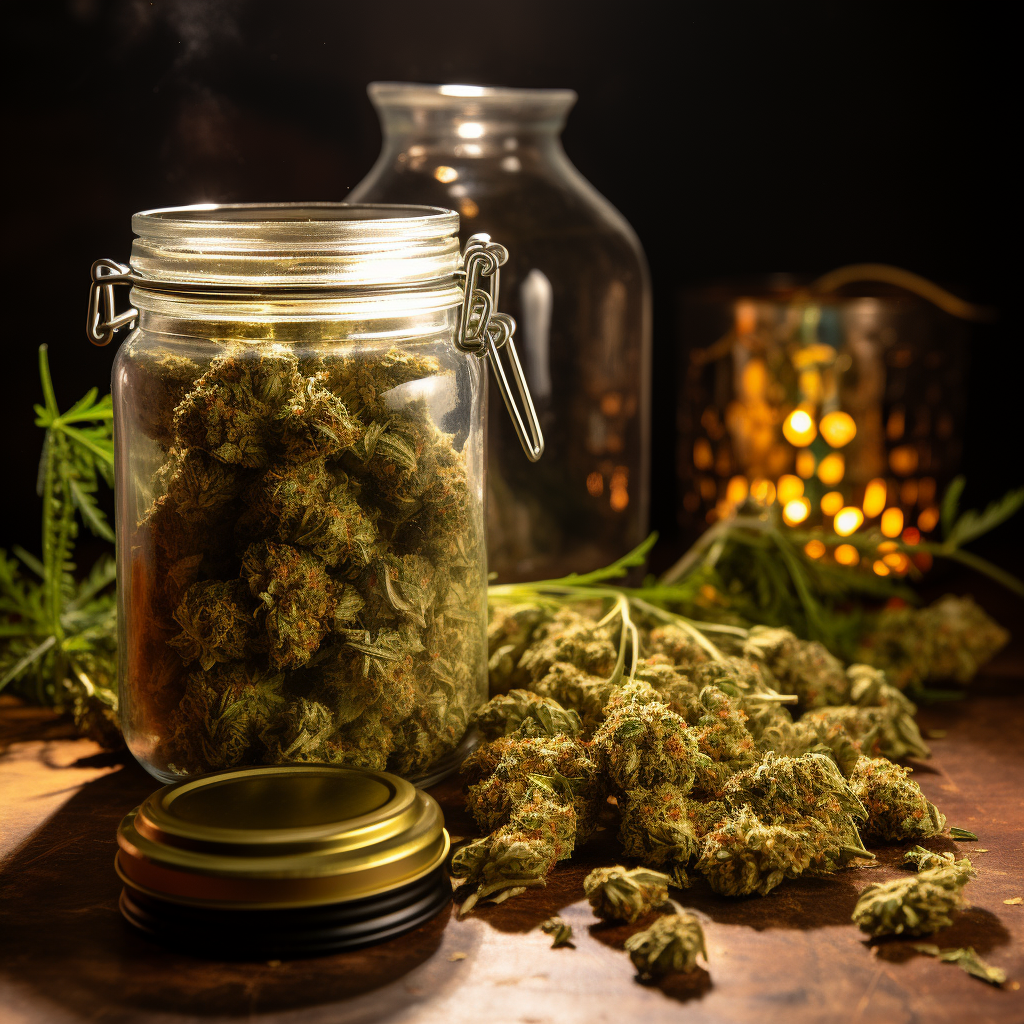 Lifestyle marijuana in small jar