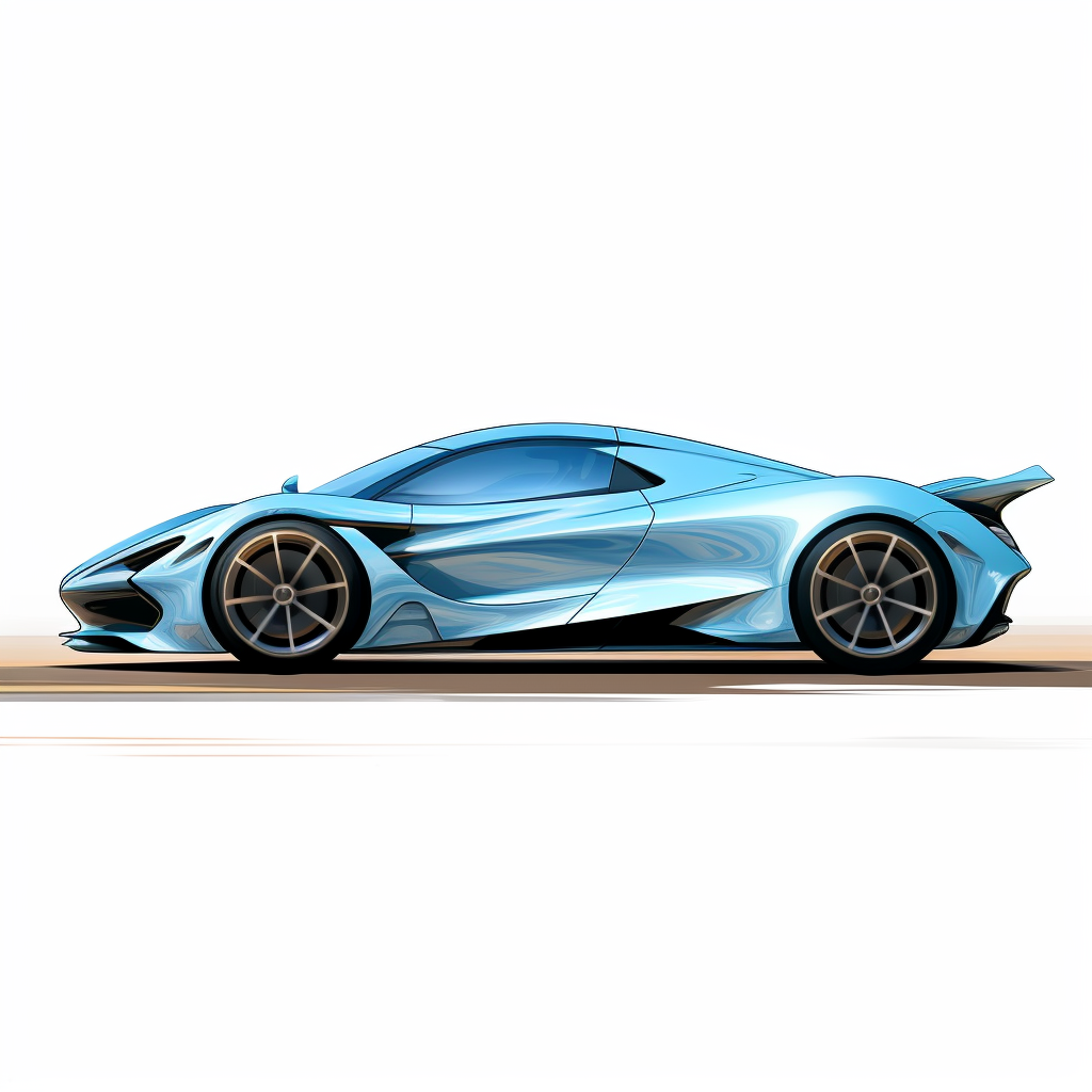 Side view of exquisite light blue hypercar