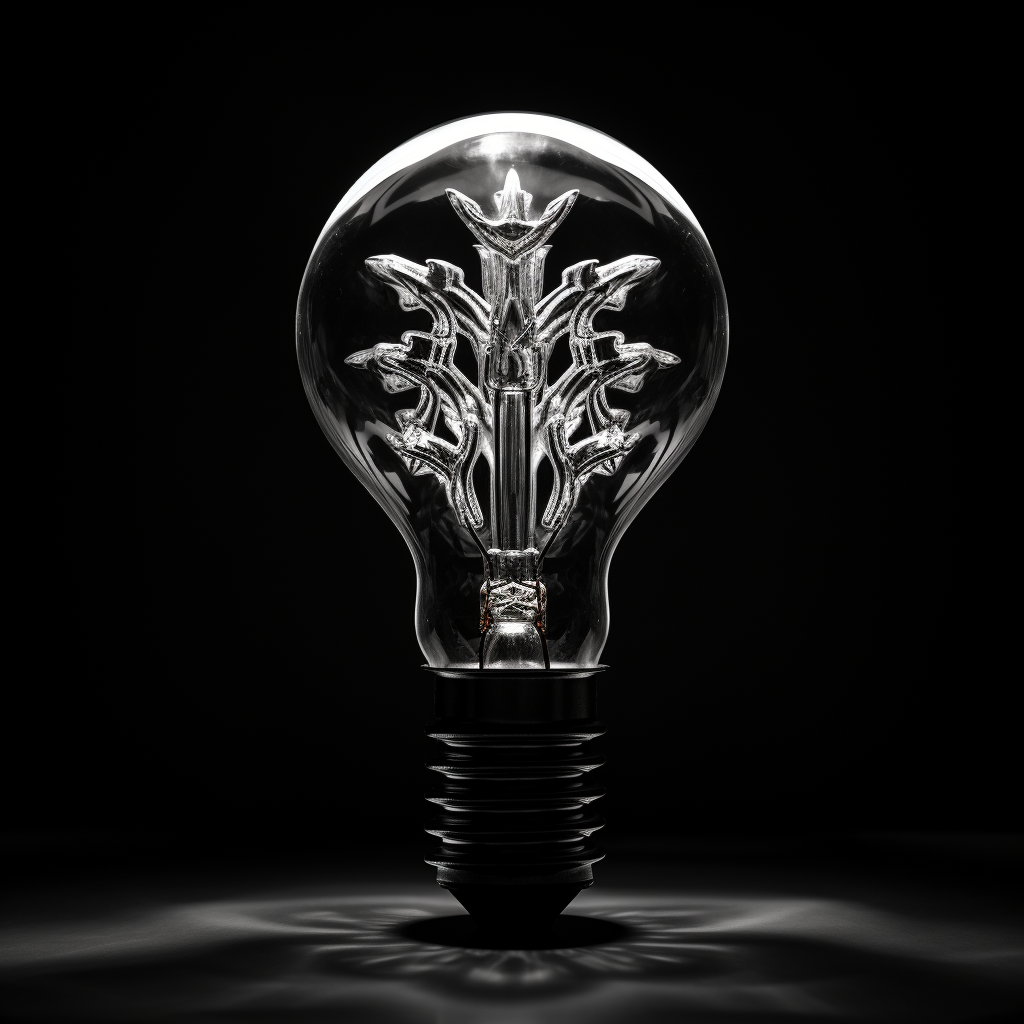 Black and white light bulb sculpture