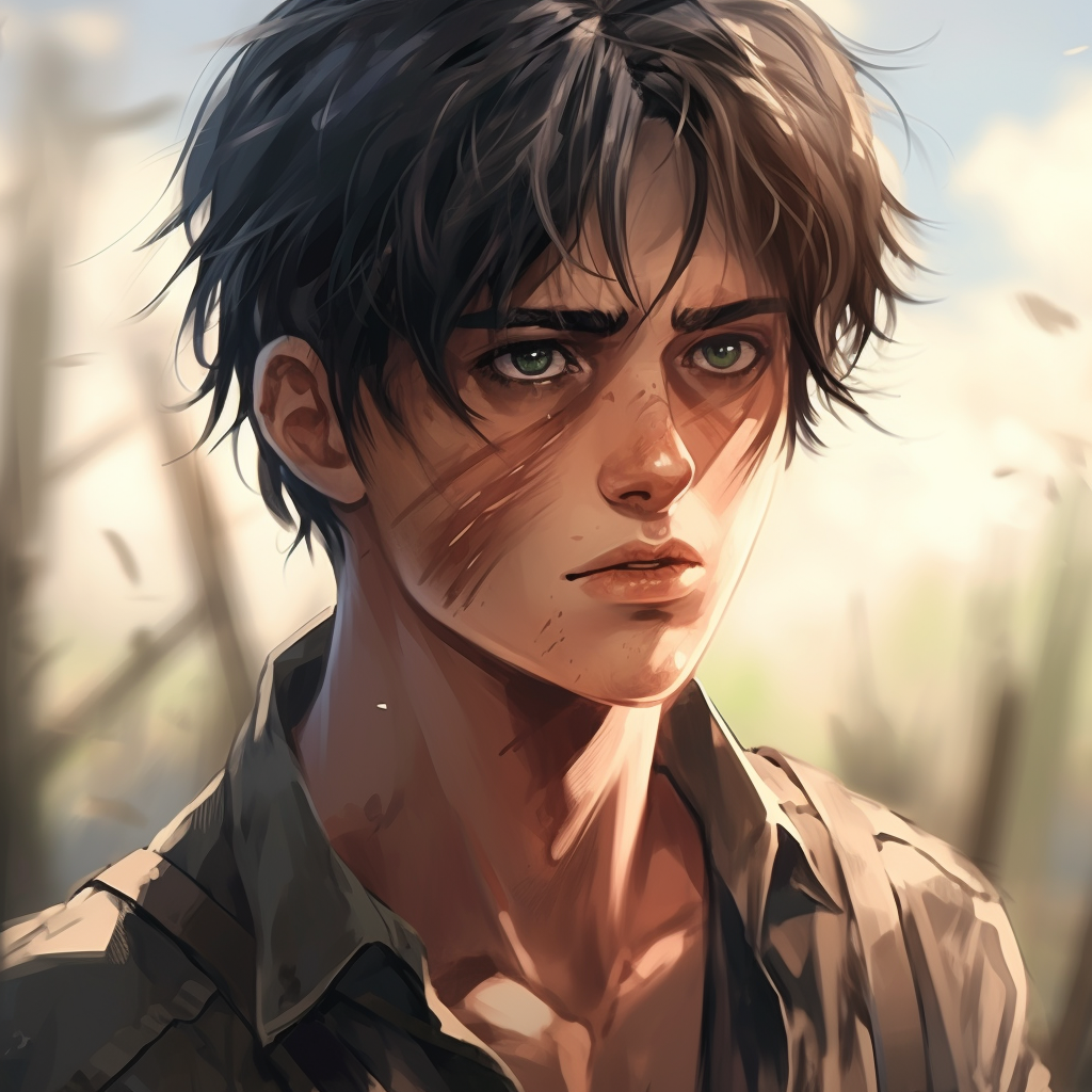 Anime style young man with blue eyes