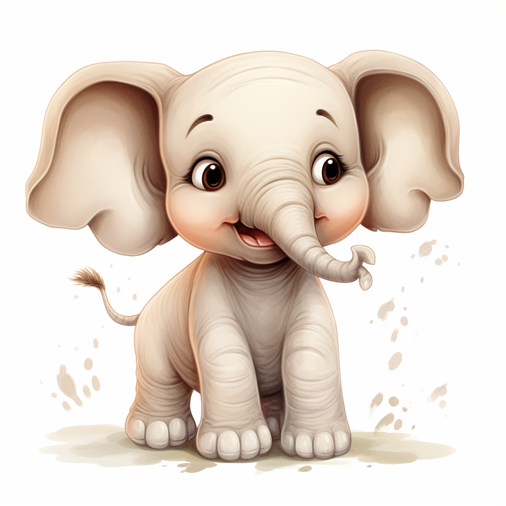 Cute neutral elephant clipart for babies