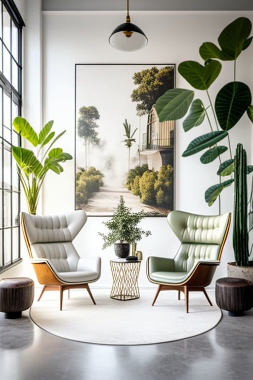 Stunning Light Interior with Designer Furniture and Plants