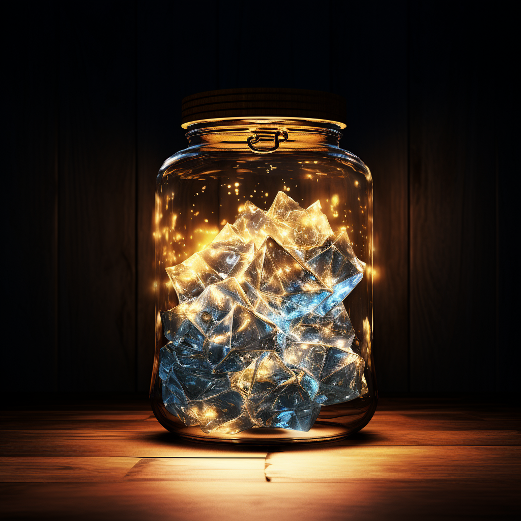 Shards of light in jar