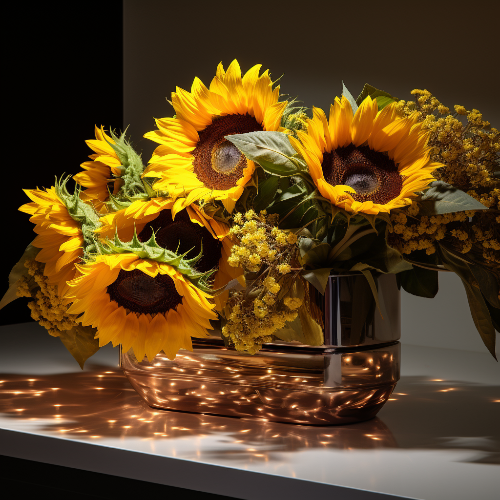 Beautiful Lighted Kitchen Island with Sunflower Patterns