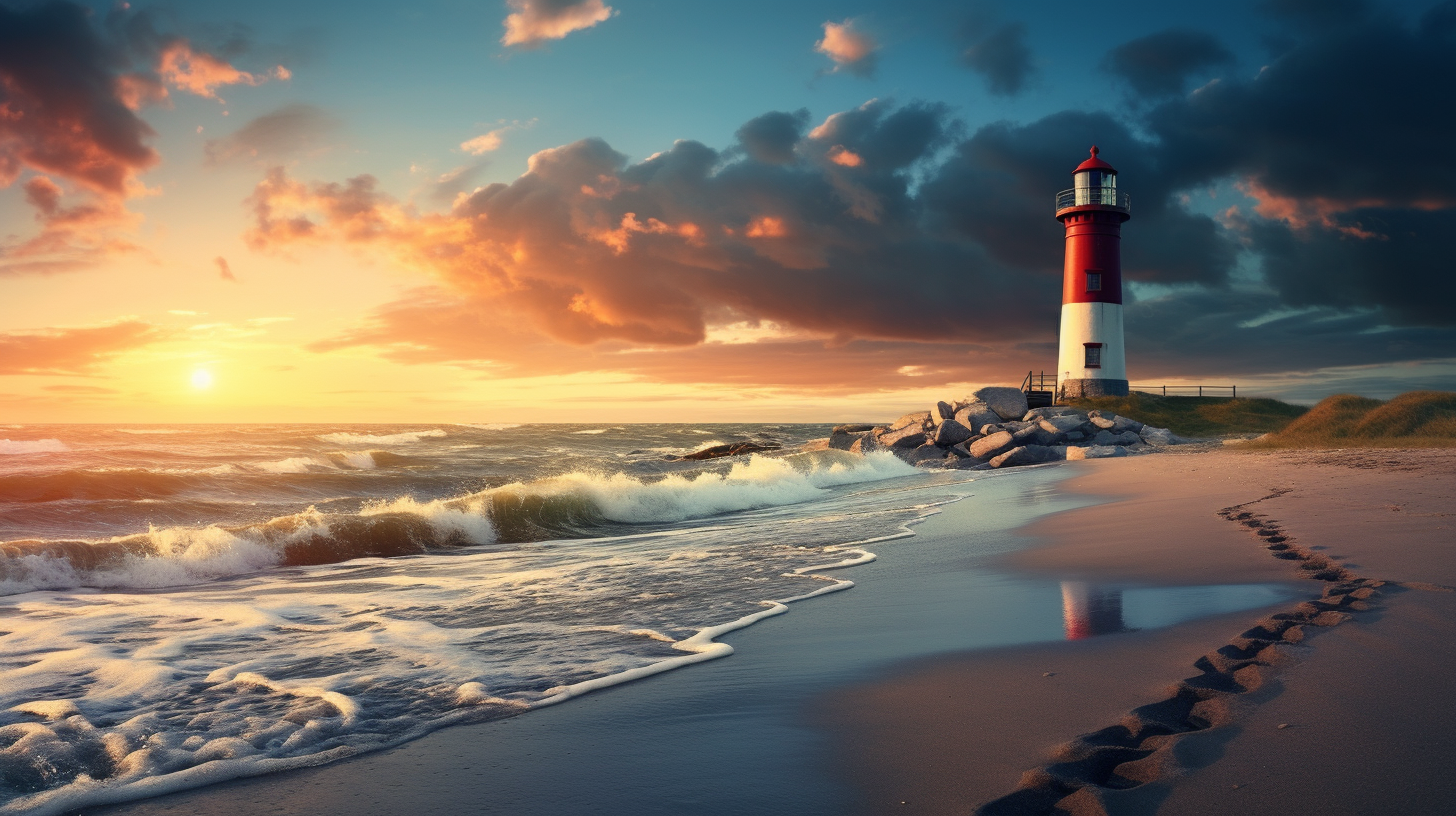 Gorgeous lighthouse on the beach