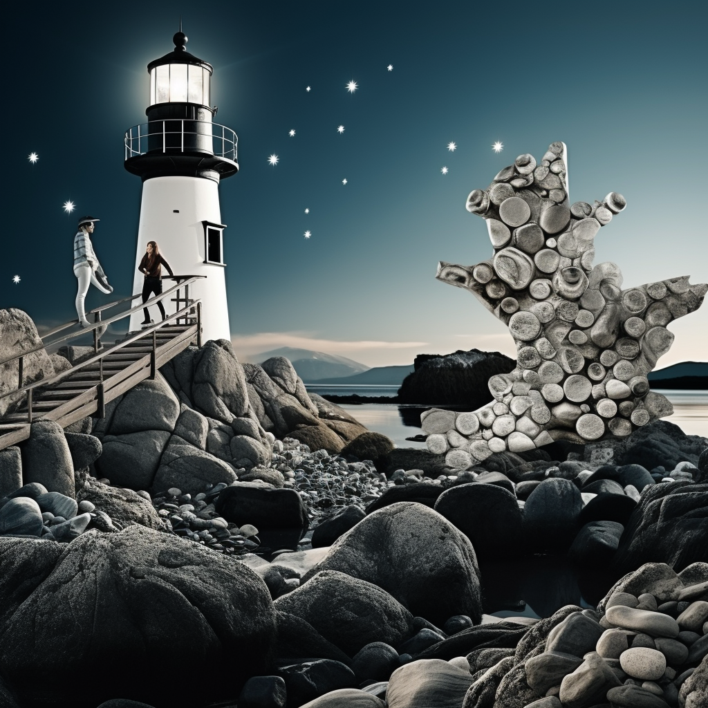 Beautiful lighthouse illuminating the night