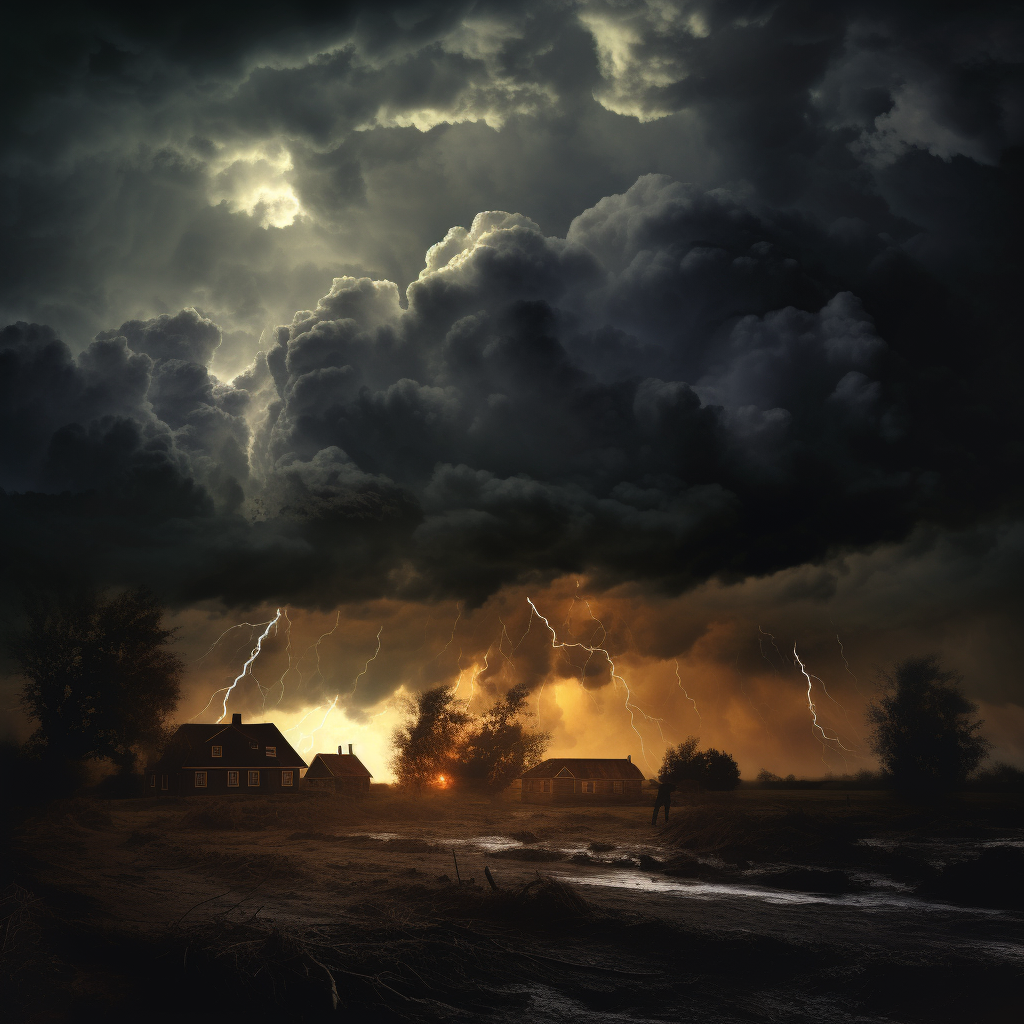 Mesmerizing dark clouds with lighting