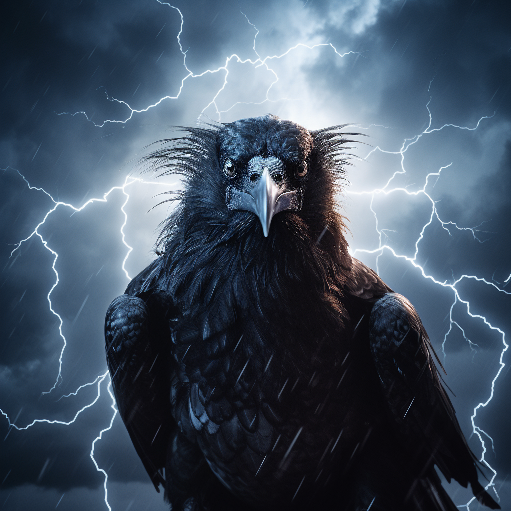 Striking Lightning Crow in the Sky