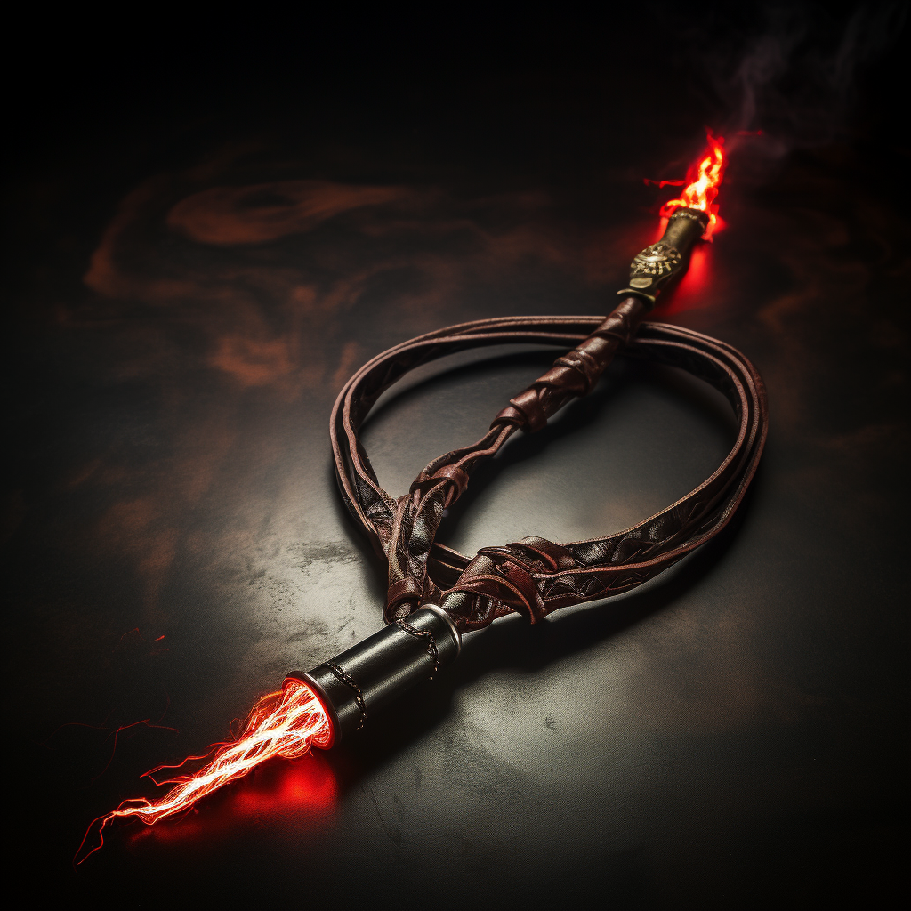 Lightning wrapped leather whip