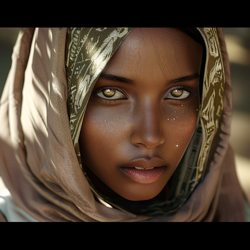 lightskin Somali girl cinematic beauty