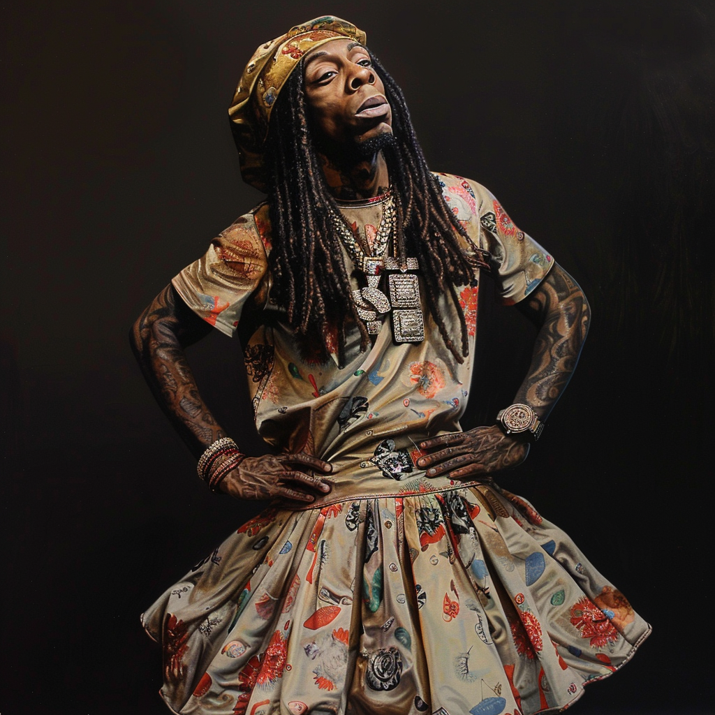 Lil Wayne wearing a dress