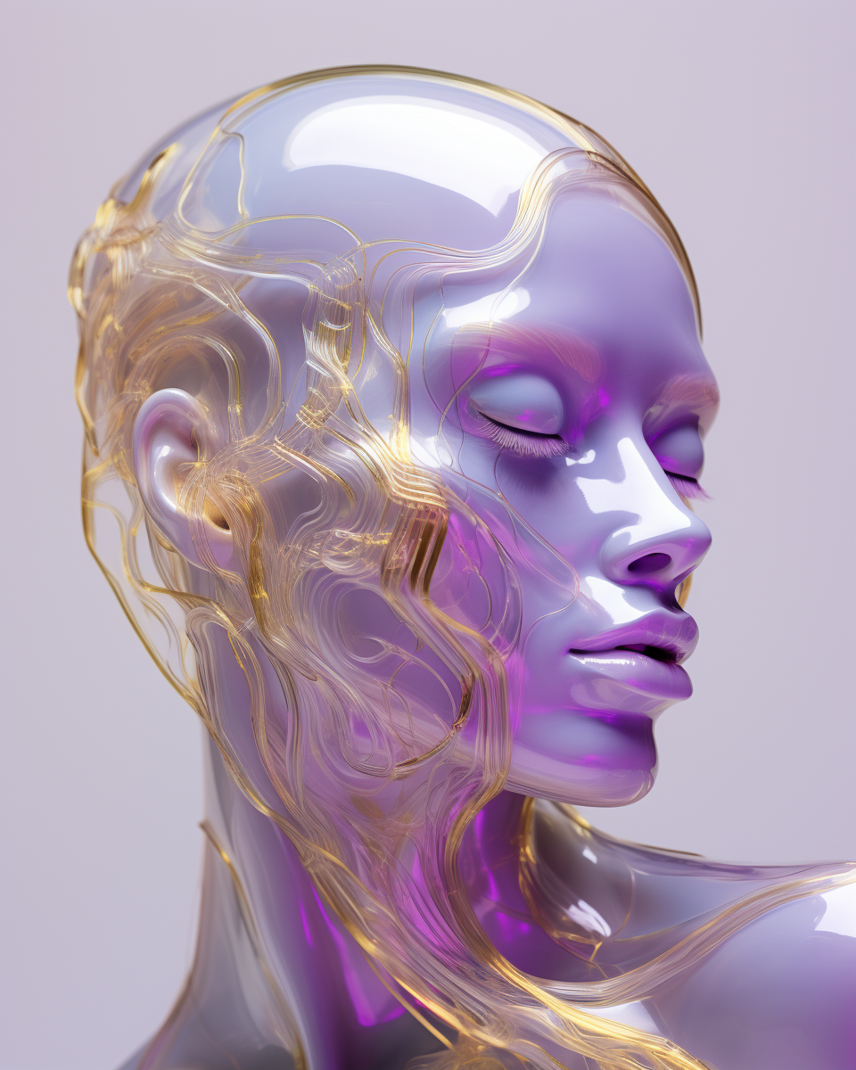 Translucent Floating Head in Lilac and Gold