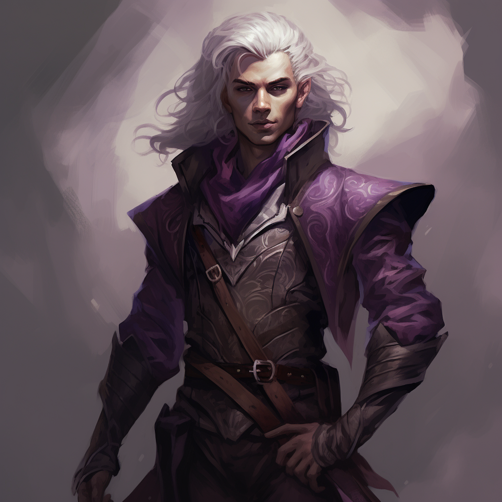 Lilac Male Drow Half-Elf Fantasy Rogue