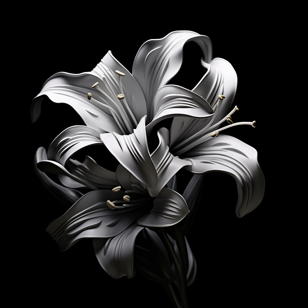 Black and White Lilly Flower Sculpture