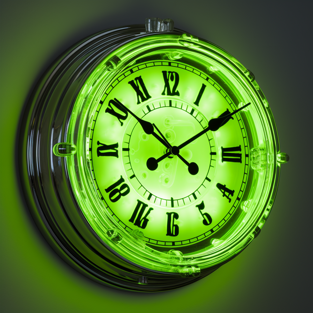 Lime green paint and silver Neon Clock