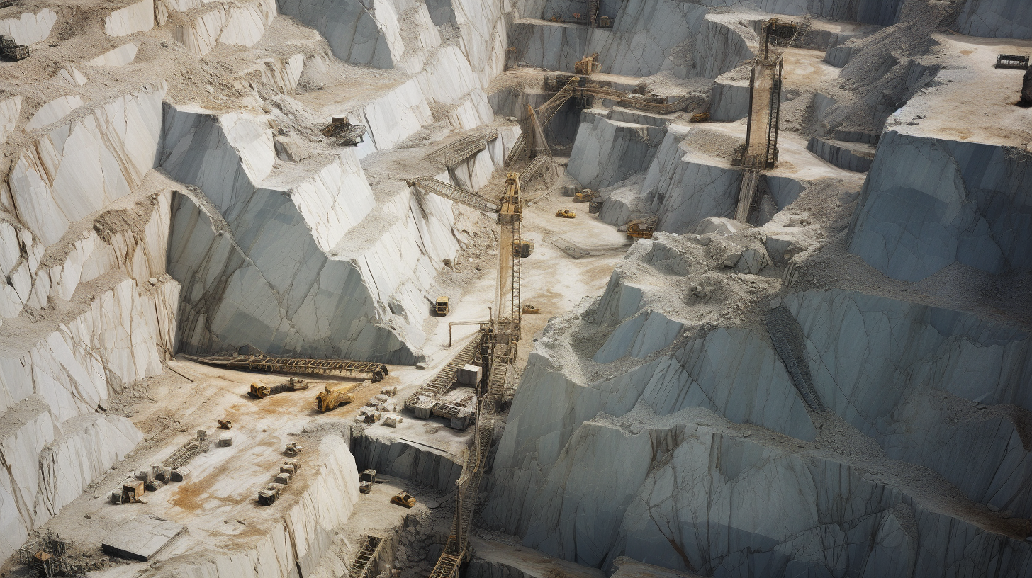 Aerial view of limestone quarry