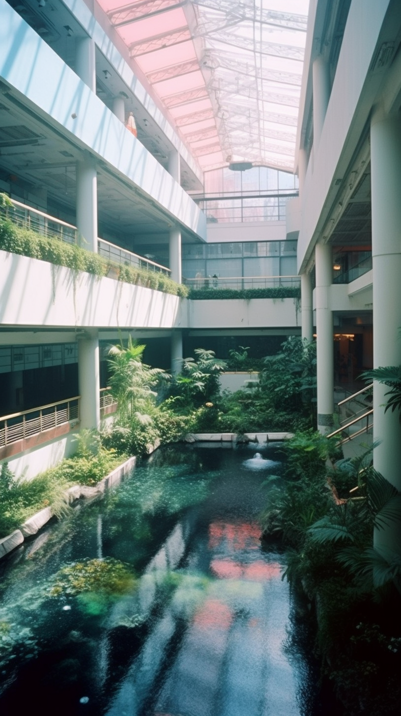 Liminal Vaporwave Aquarium Mall with stunning colors