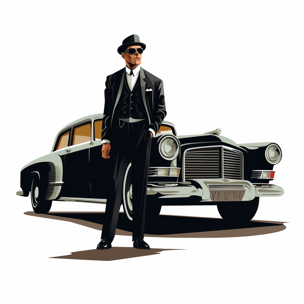 Illustration of a luxury limo driver