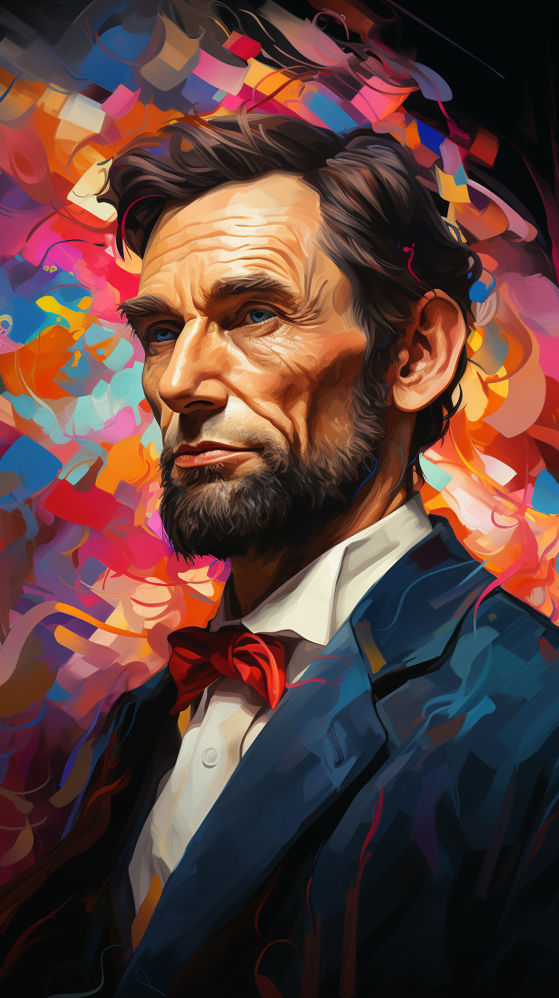 Contemporary Lincoln artwork with vibrant and bold expression