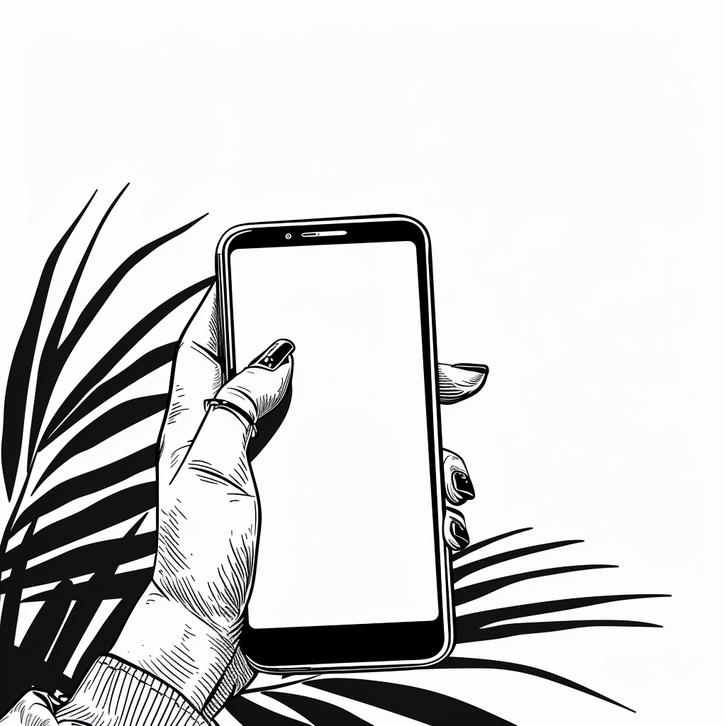 Cell Phone Line Art Graphic