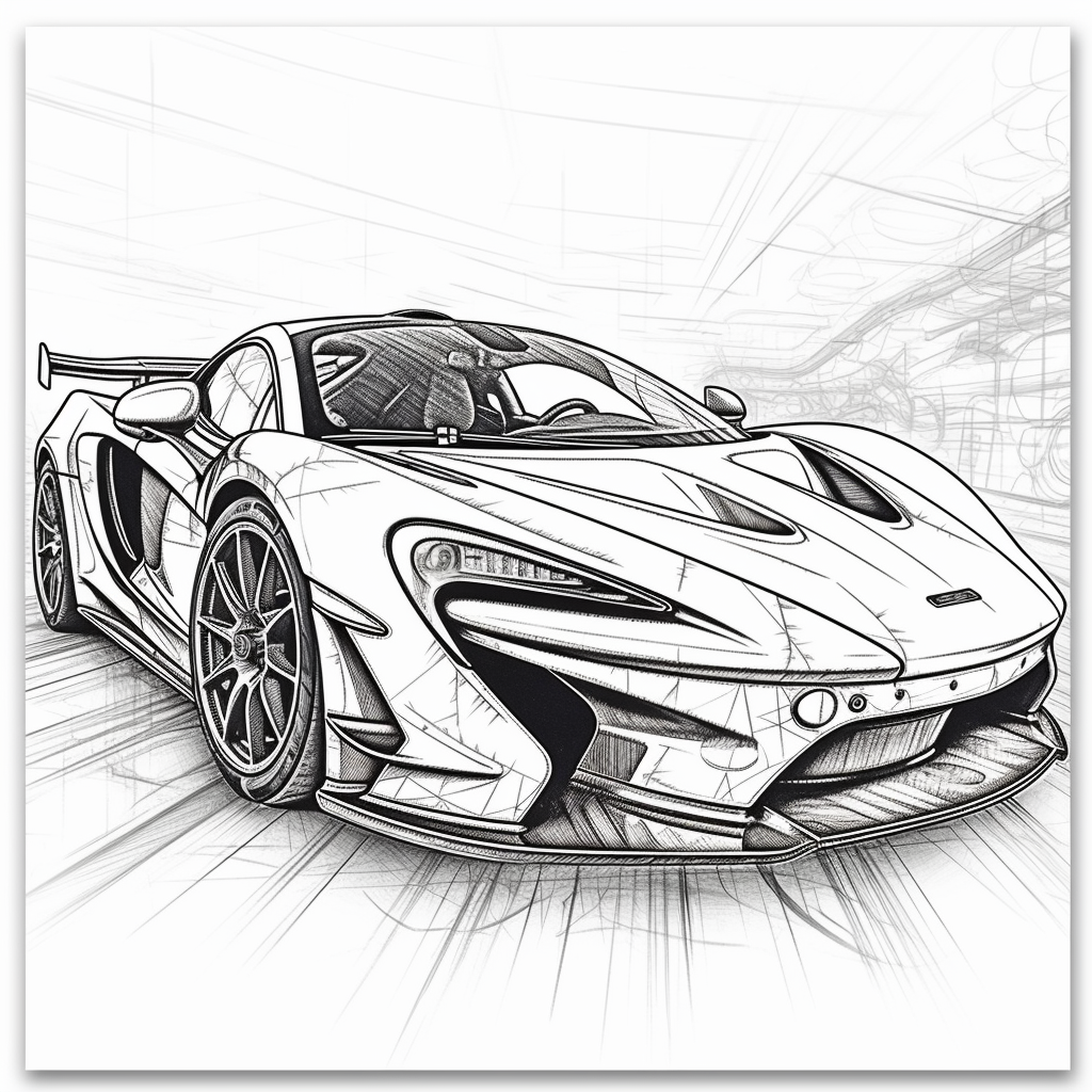 Line Art of Modern Import Cars for Kids