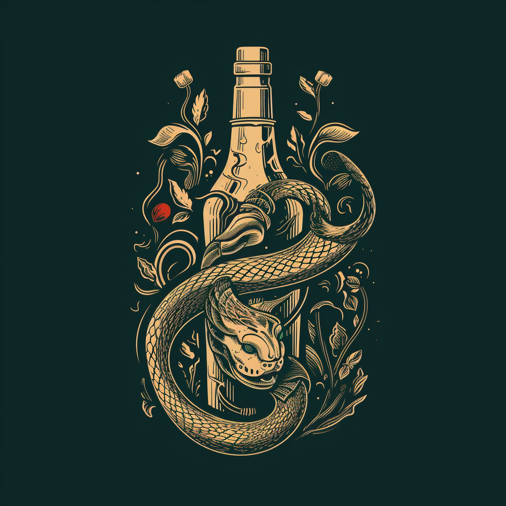 Snake logo on champagne bottle