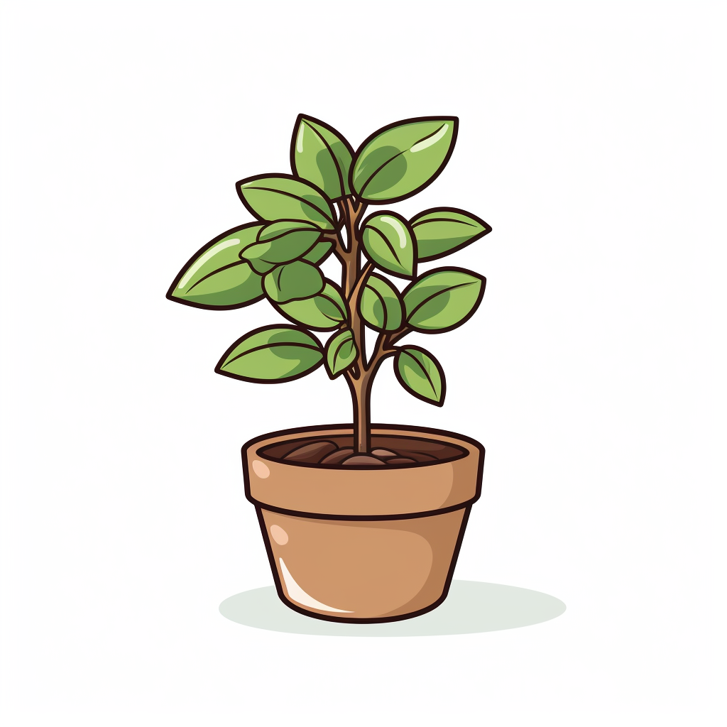 Line cartoon plant sitting on the floor