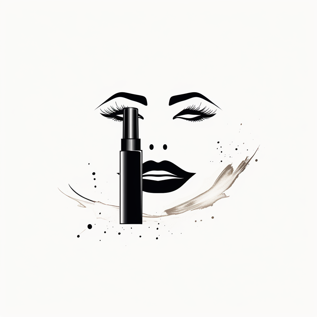 Minimalistic Makeup Logo on Black and White Background