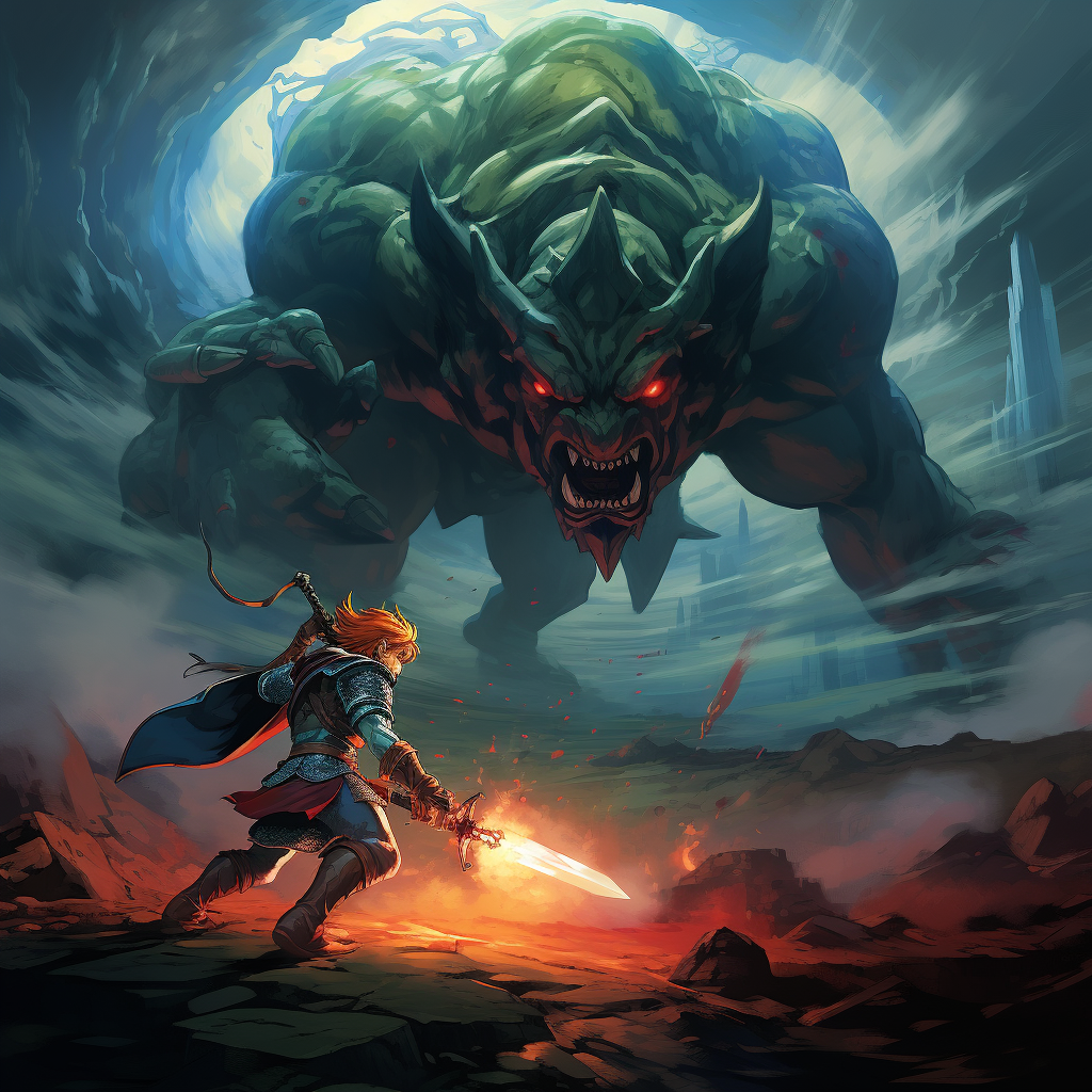 Link and Zelda Fighting Ganon Art