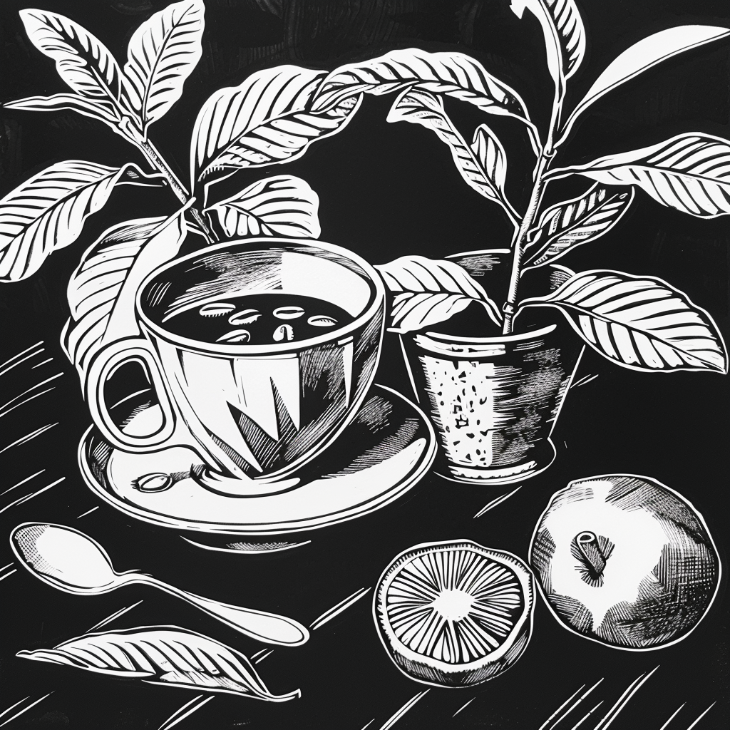 Coffee linocut illustration art